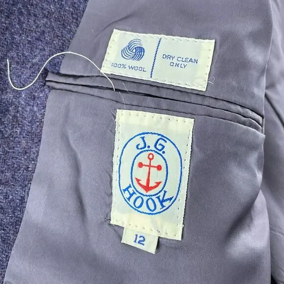 Vntg J.G. Hook Womens Wool Blazer Jacket Size 12 Purple With Gold Buttons 2619 - Picture 3 of 10